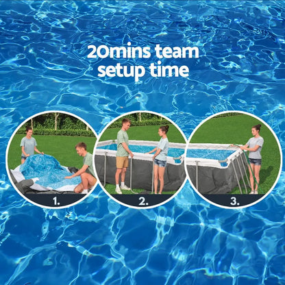 Bestway Swimming Pool 282x196x84cm Steel Frame Above Ground Pools Filter Pump 3662L - Image 6
