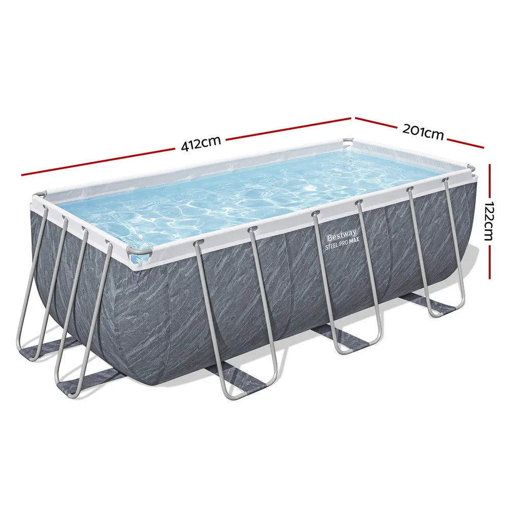 Bestway Swimming Pool 412x201x122cm Steel Frame Pool Set w/Pump Ladder - Image 2