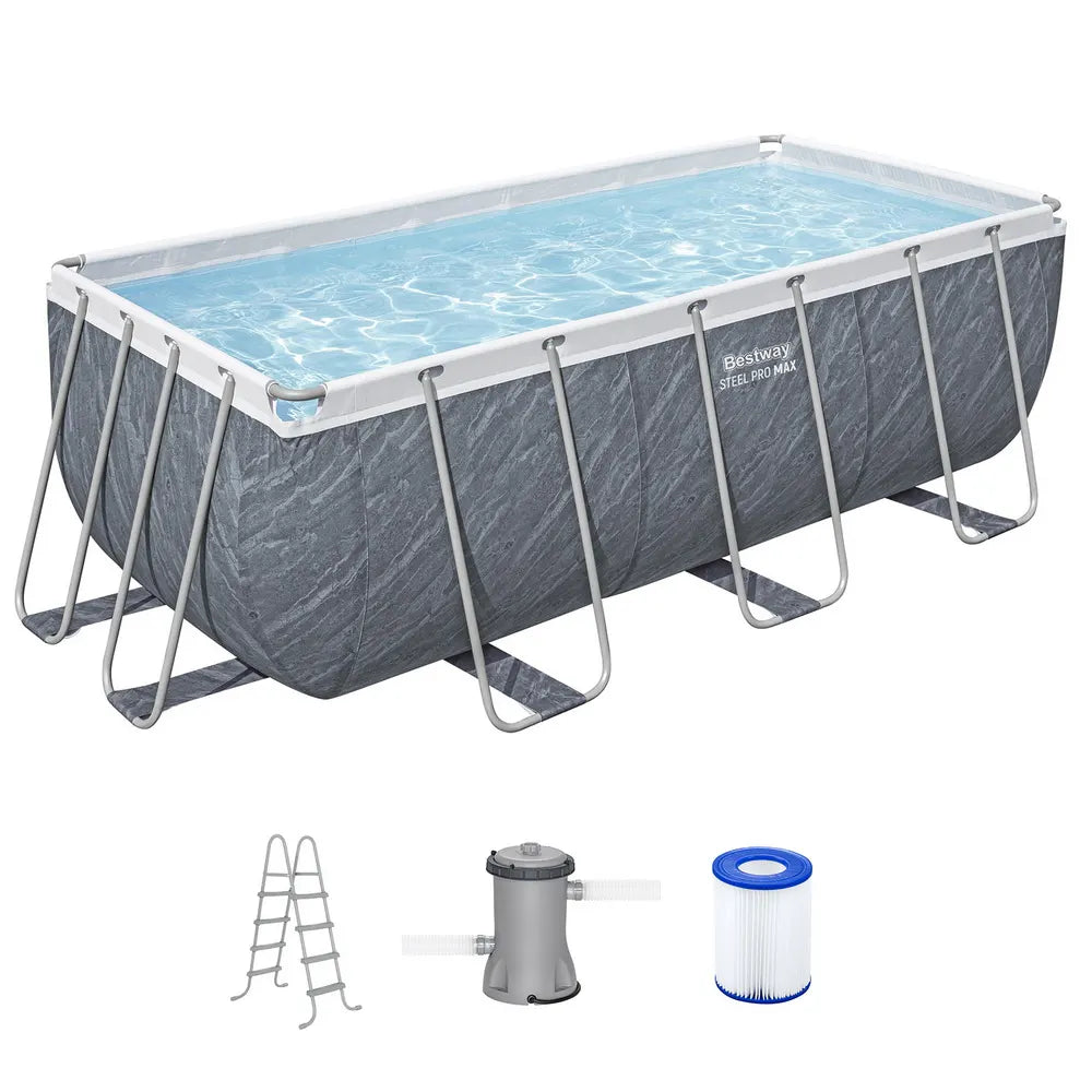 Bestway Swimming Pool 412x201x122cm Steel Frame Pool Set w/Pump Ladder - Image 3