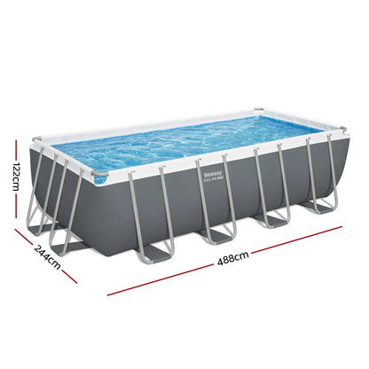Bestway Swimming Pool Steel Frame Pool Set w/ Filter Pump Ladder Cover 488x244cm - Image 2