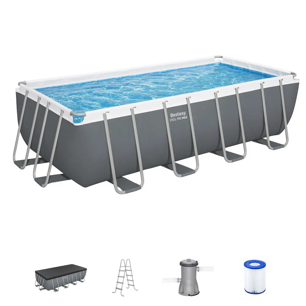 Bestway Swimming Pool Steel Frame Pool Set w/ Filter Pump Ladder Cover 488x244cm - Image 3