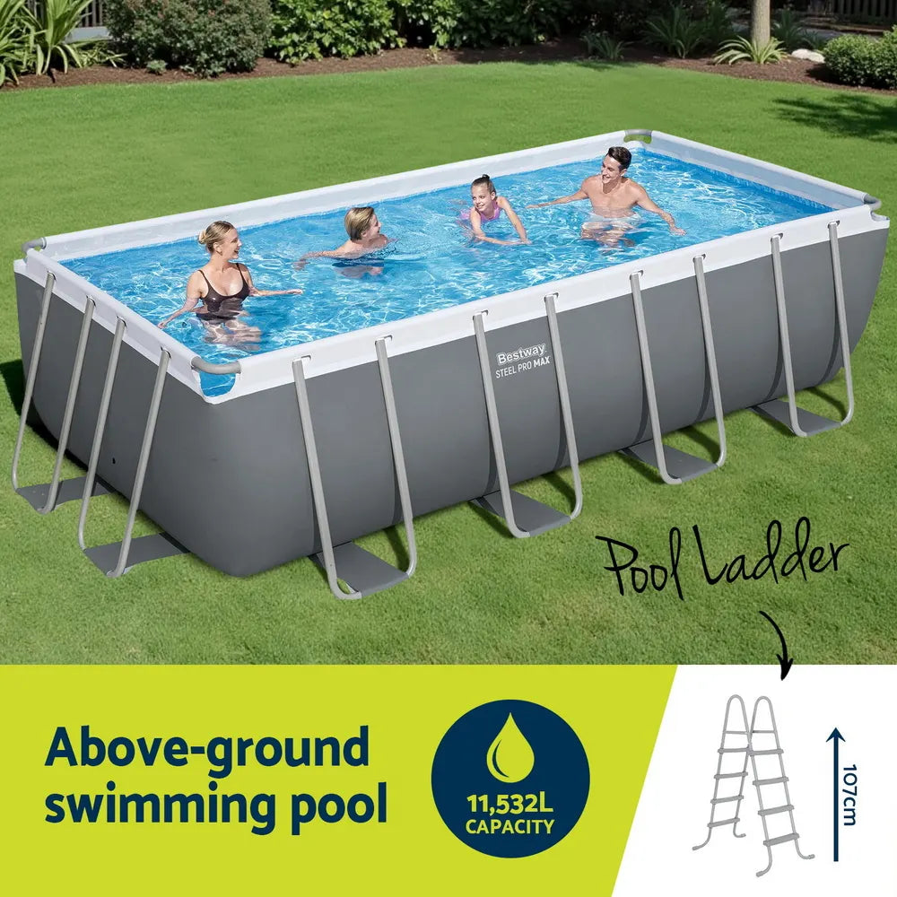 Bestway Swimming Pool Steel Frame Pool Set w/ Filter Pump Ladder Cover 488x244cm - Image 5