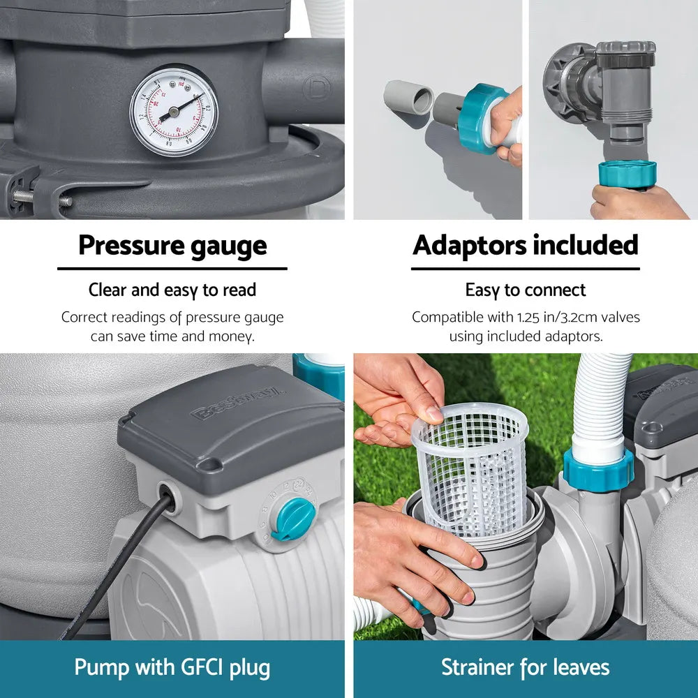 Bestway Pool Pump Sand Filter 2200GPH 8327L/H Pools Flowclear Filters - Image 9