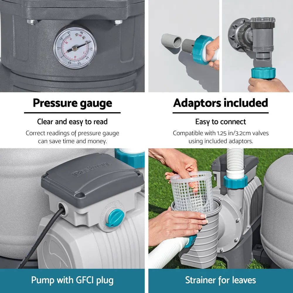 Bestway Pool Pump Sand Filter 3000GPH 11355L/H Pools Flowclear™ Filters - Image 9