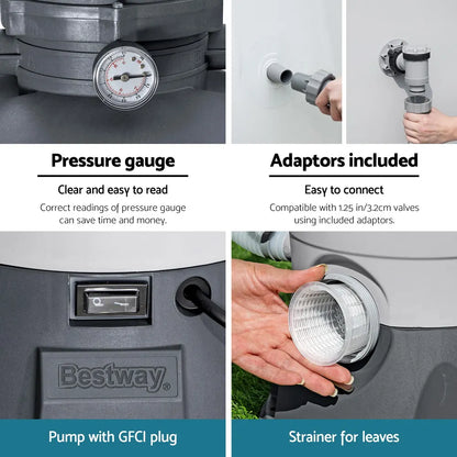Bestway Pool Pump Sand Filter 800GPH 3028L/H Pools Flowclear Filters - Image 9