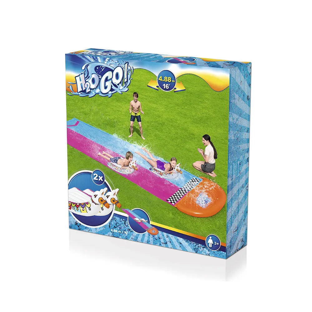 Bestway Water Slide Slip Kids 488cm Dual Slides Splash Pad - Image 3