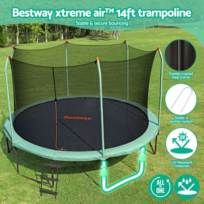 Bestway 14ft Trampoline Kids Rebounder Safety Net Enclosure Outdoor Fitness 4.27m for Ages 6+ - Image 4