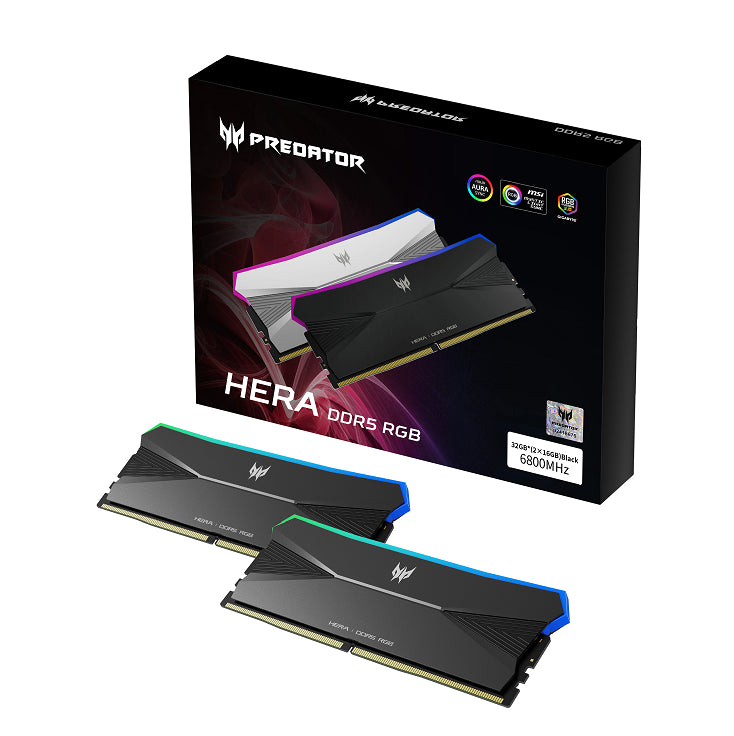 PREDATOR HERA DDR5 96GB Black 48GBx2 6400Mhz 1R8 CL32 Supports Intel XMP 3.0 and AMD EXPO  CL32-3...