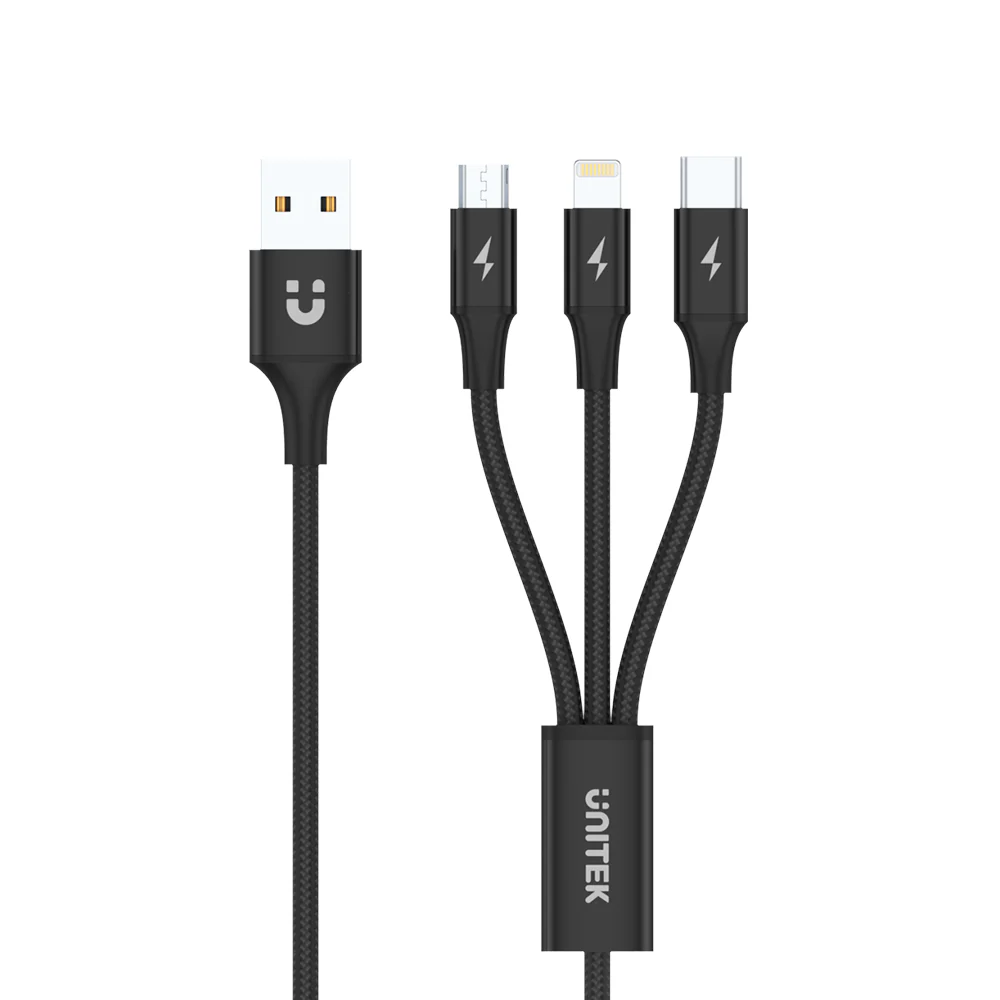 Unitek 1.2m 3-in-1 USB-A to USC-C & More - Display Accessories