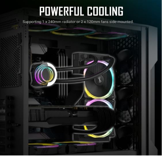 Antec AX90 ATX, 2x 360mm Radiator Support, 4x ARGB 12CM Fans 3x Front  1x Rear included. RGB cont... - Image 3