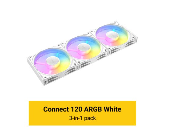 Antec Connect C120 ARGB White Performance 120mm 4-pin PWM | LED: 3-pin  Vibration Absorbing and A...