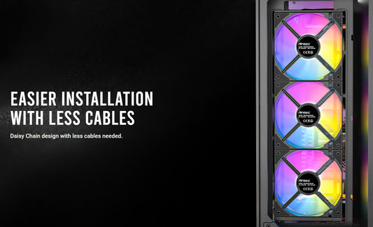 (LSAntec Connect C120R Reverse Black ARGB 3PK Performance 120mm PWM Fan: 4-pin PWM | LED: 3-pin...