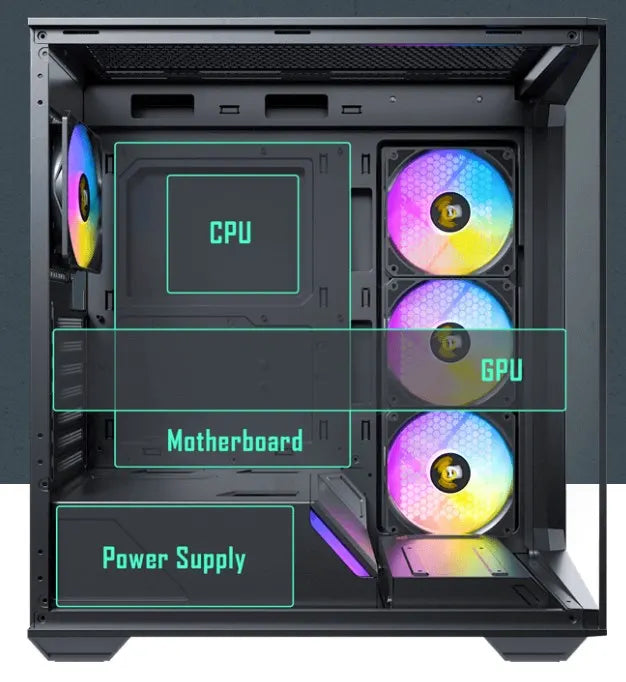 Antec C3 ARGB - Black, Mid Tower, ATX/Micro-ATX/ITX, 270° Tempered Glass, USB-C, 4× PWM ARGB Fans... - Image 2
