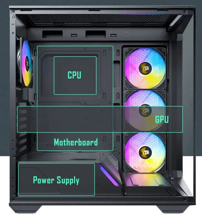Antec C3 ARGB - Black, Mid Tower, ATX/Micro-ATX/ITX, 270° Tempered Glass, USB-C, 4× PWM ARGB Fans... - Image 2