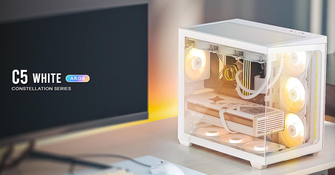 Antec C5 ARGB ATX, mATX Seamless Edge to Edge, White , 270 degrees, 7x ARGB + PWM Controller, 509...