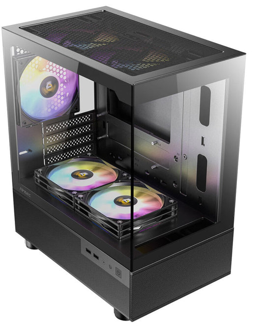 Antec CX200M RGB Elite, mATX, 270 degrees view, USB 3.0 x 2, Audio I/O Bottom. Mesh front and bot...