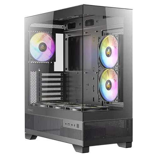 Antec CX700 ARGB - Black, Mid Tower, ATX/Micro-ATX/ITX, 270° Tempered Glass, USB-C, 3× ARGB PWM F...