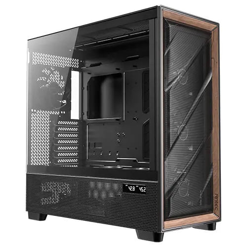 Antec Flux Pro EUV - Black, Full Tower, E-ATX/ATX/Micro-ATX/ITX, Tempered Glass, Wood Front, USB...