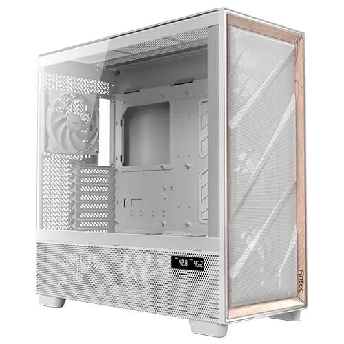 Antec Flux Pro EUV - White, Full Tower, E-ATX/ATX/Micro-ATX/ITX, Tempered Glass, Wood Front, USB...