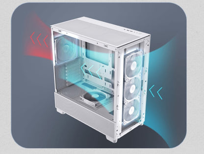 Antec Flux ATX, White Premium Birch Trim, 5x white PWM Performance Fans. Ultra Cooling Design, PW... - Image 2