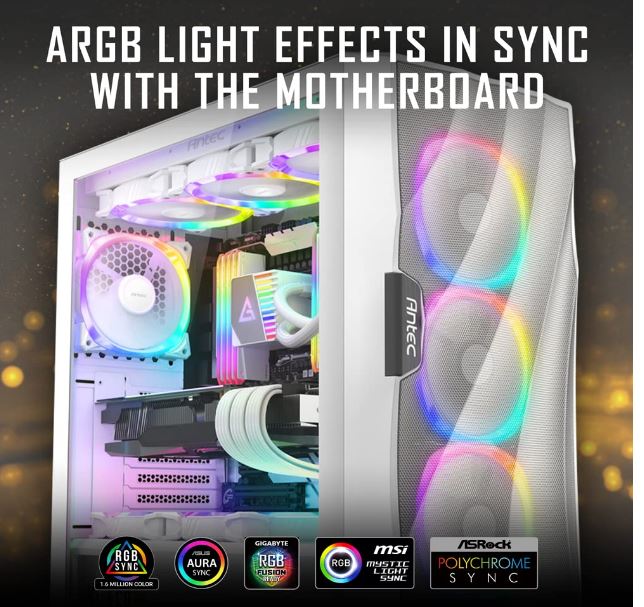 Antec Fusion 5x 120mm ARGB PWM HB white Fans + ARGB Controller, 57.93 CFM, AP 2.11, Noise Level 3... - Image 3