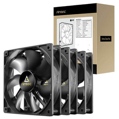 Antec N12 3PK 120mm DC fans, hydraulic bearing, 1200RPM, 42.58CFM, 1.11mmH₂O, 22.3dB, 30k h life,...