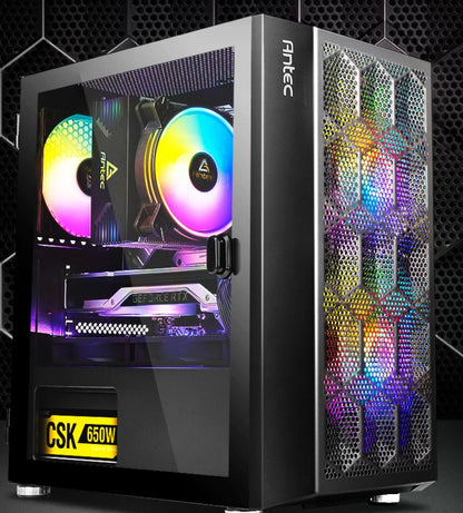 Antec NX200M RGB m-ATX, ITX Case, 3x RGB Fan. Large Mesh Front for excellent cooling, Side Window...