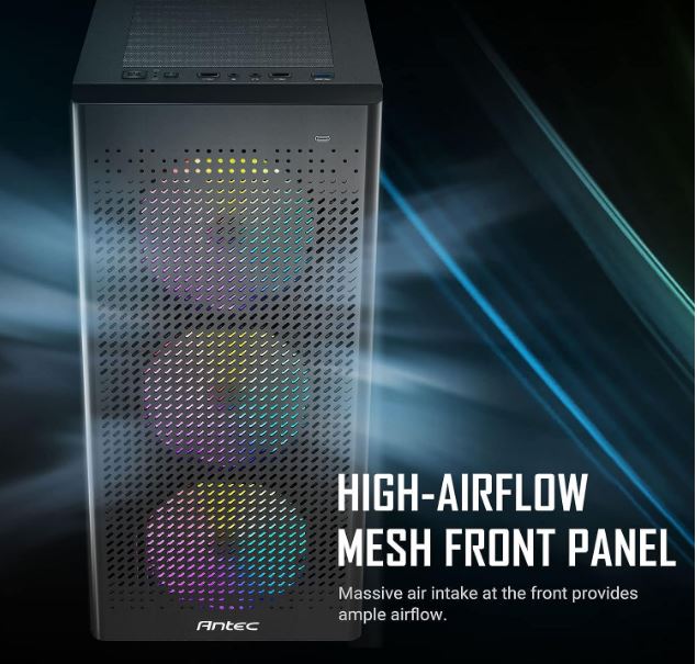 Antec NX500M ARGB  mATX, Mesh, USB-C, 3x ARGB 120mm, USB 3.0, HD Audio, 360mm Radiator Front  240... - Image 3