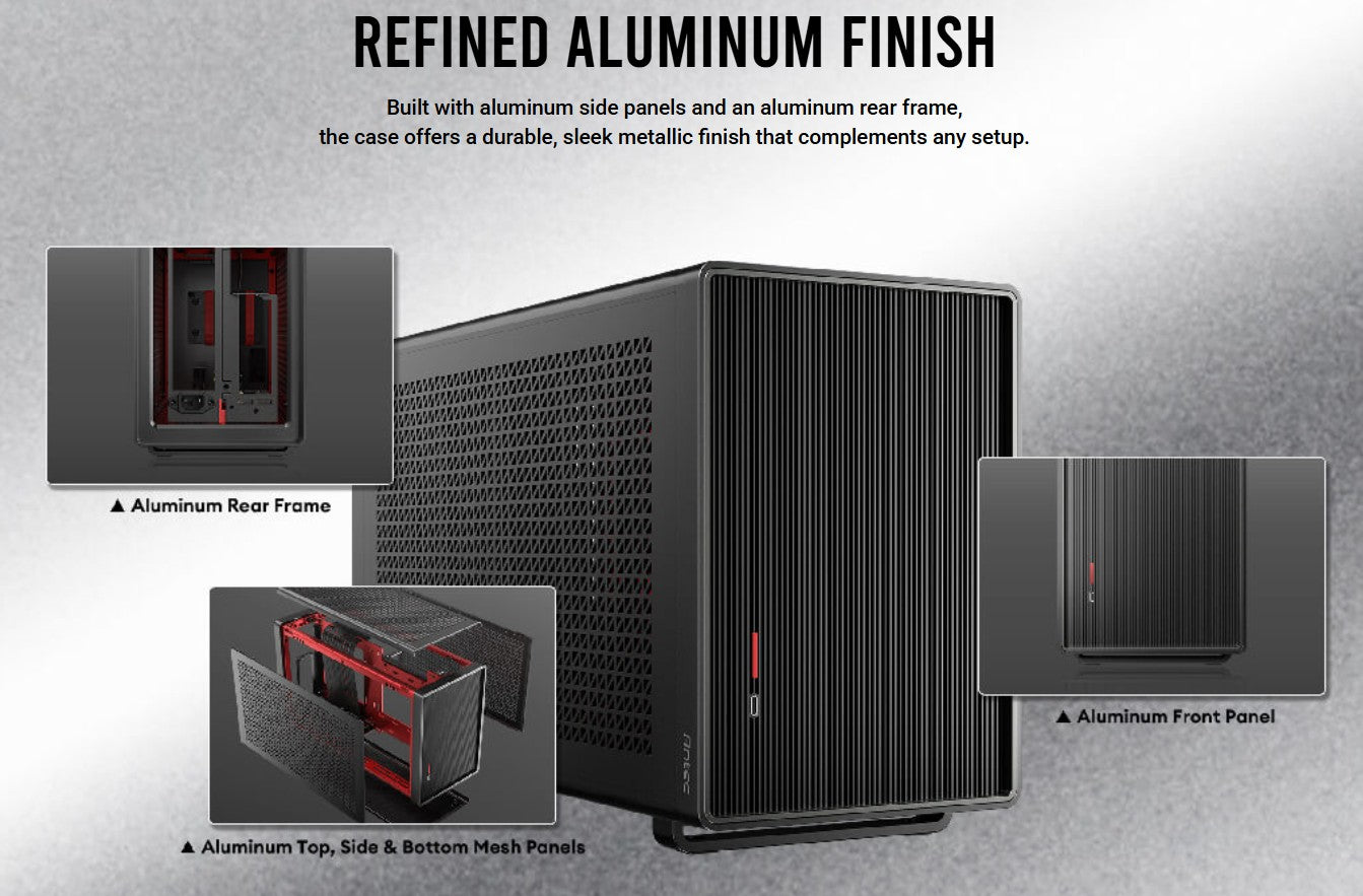 Antec Performance 1 M Black Mini-ITX Refined Aluminum Finish,  USB 3.1 Type-C, PCI-E Riser Cable... - Image 4