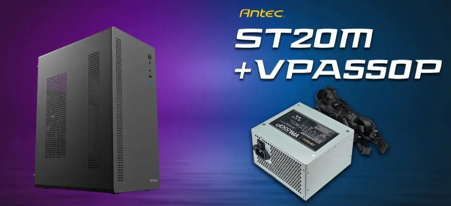 Antec ST20M + VPA550P, Mid Tower, mATX/ITX, 1x120mm Rear Fan, GPU ≤265mm, CPU ≤150mm, 550W PSU, A...