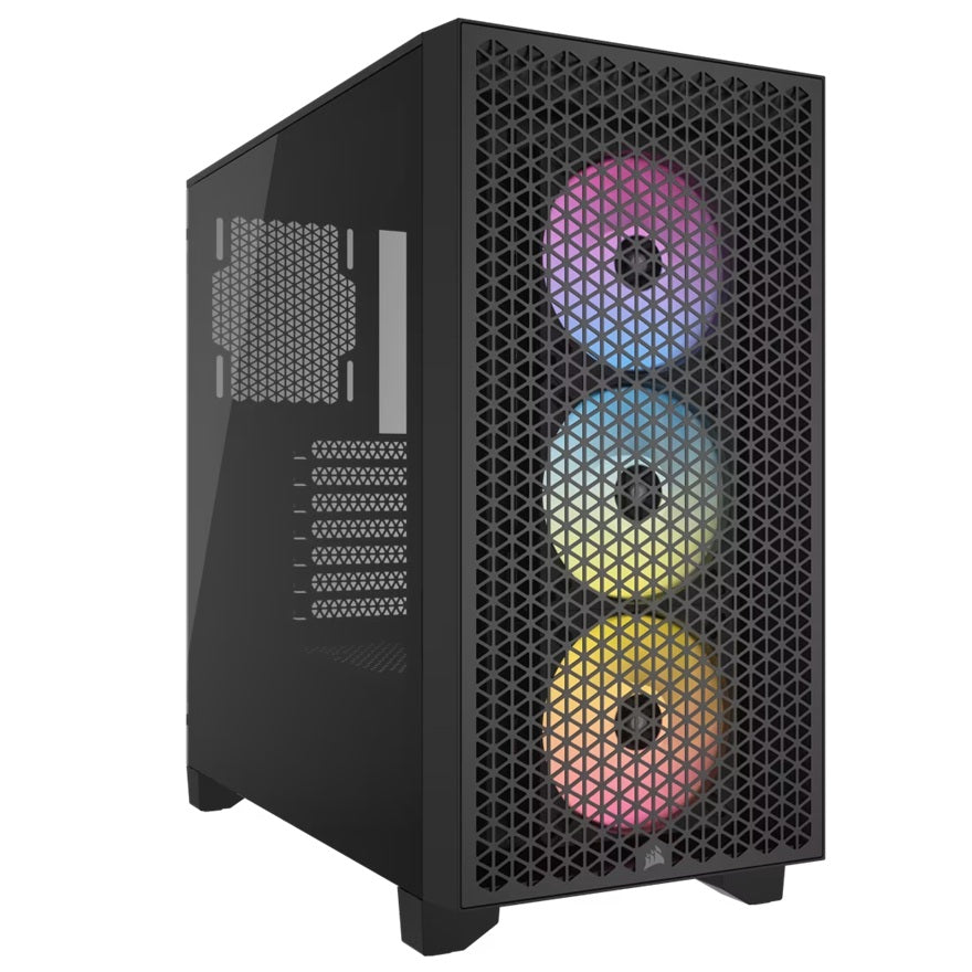 Corsair 3000D RGB AIRFLOW Mid-Tower PC Case - Black, ATX, 360 GPU, 170 CPU cooler, 220 PSU, 3x AR...