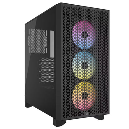 Corsair 3000D RGB AIRFLOW Mid-Tower PC Case - Black, ATX, 360 GPU, 170 CPU cooler, 220 PSU, 3x AR...