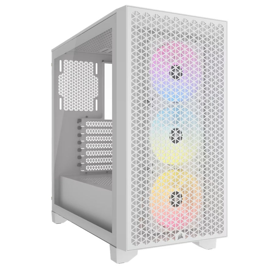 Corsair 3000D RGB AIRFLOW Mid-Tower PC Case - White, ATX, 360 GPU, 170 CPU cooler, 220 PSU, 3x AR...