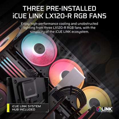 Corsair 3500X LX-R RGB iCUE LINK Mid-Tower PC Case - Black, E-ATX, Side 360mm Rad, Glass Panels,... - Image 4