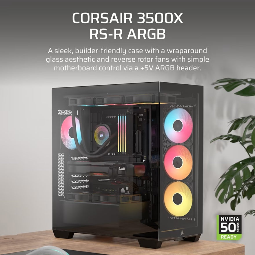 Corsair 3500X RS-R ARGB Mid-Tower PC Case - Black, E-ATX Support, Side 360mm Rad, Tempered Glass,... - Image 3