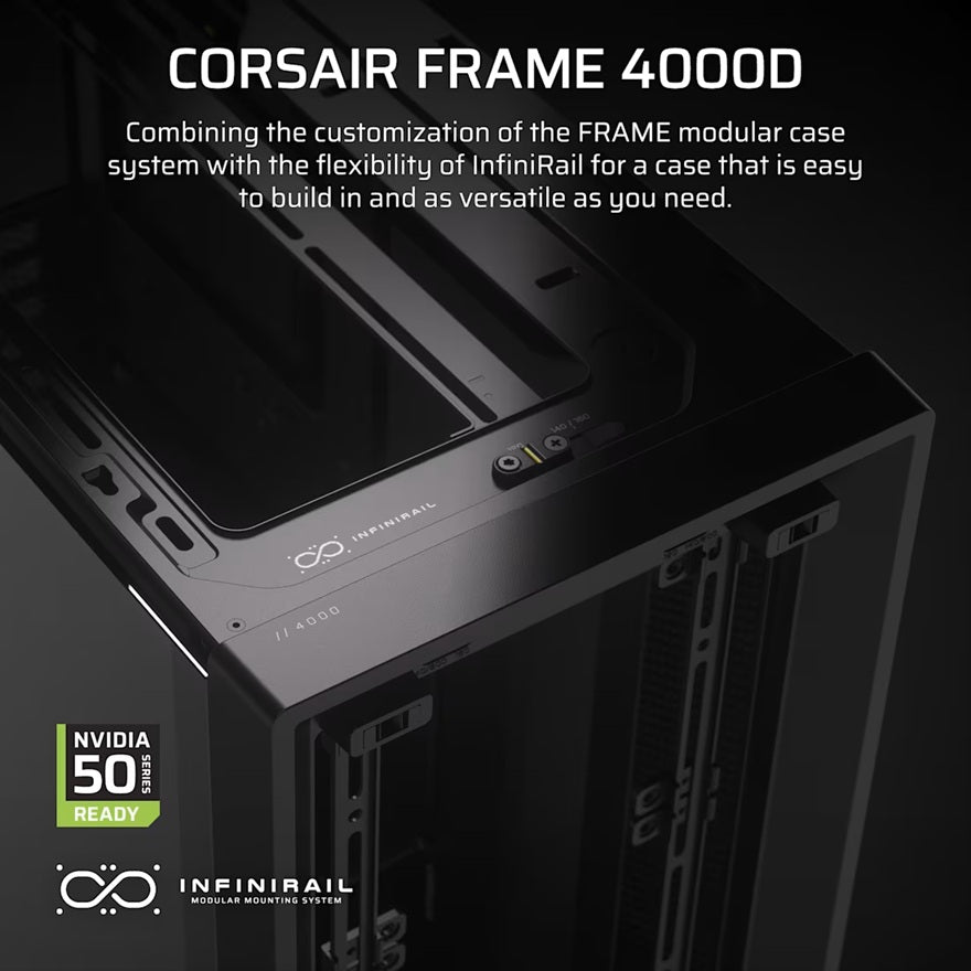 Corsair FRAME 4000D Modular Mid-Tower PC Case - Black, ATX, 430mm GPU, 170mm CPU cooler, 360mm ra... - Image 2