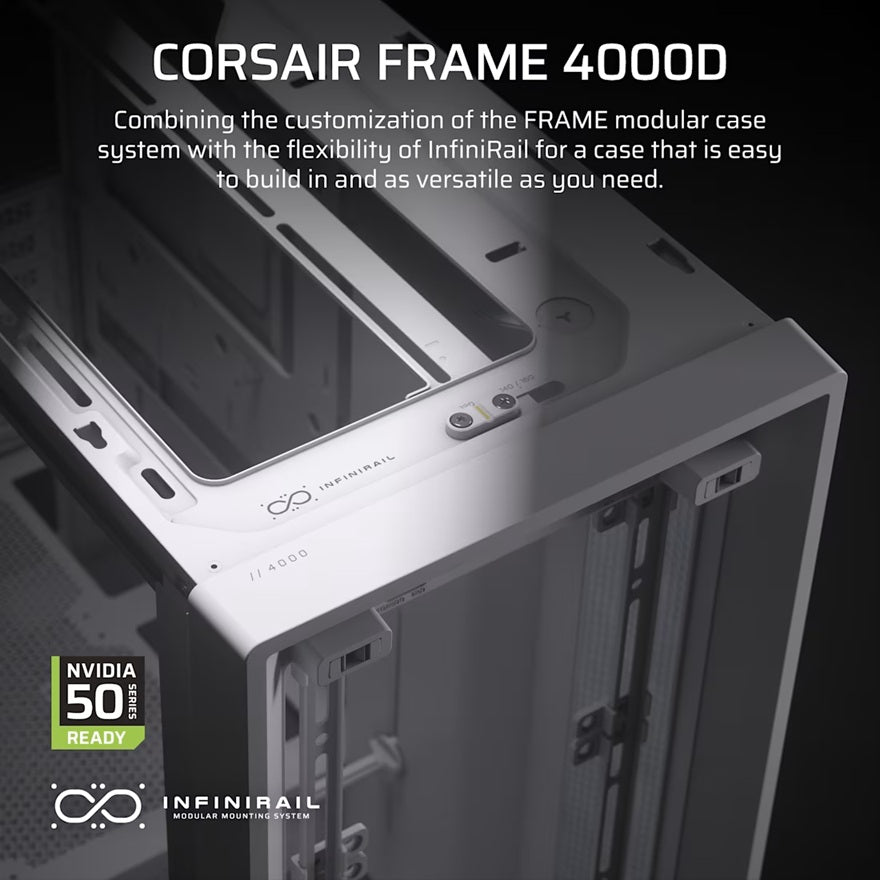 Corsair FRAME 4000D Modular Mid-Tower PC Case - White, ATX, 430mm GPU, 170mm CPU cooler, 360mm ra... - Image 2