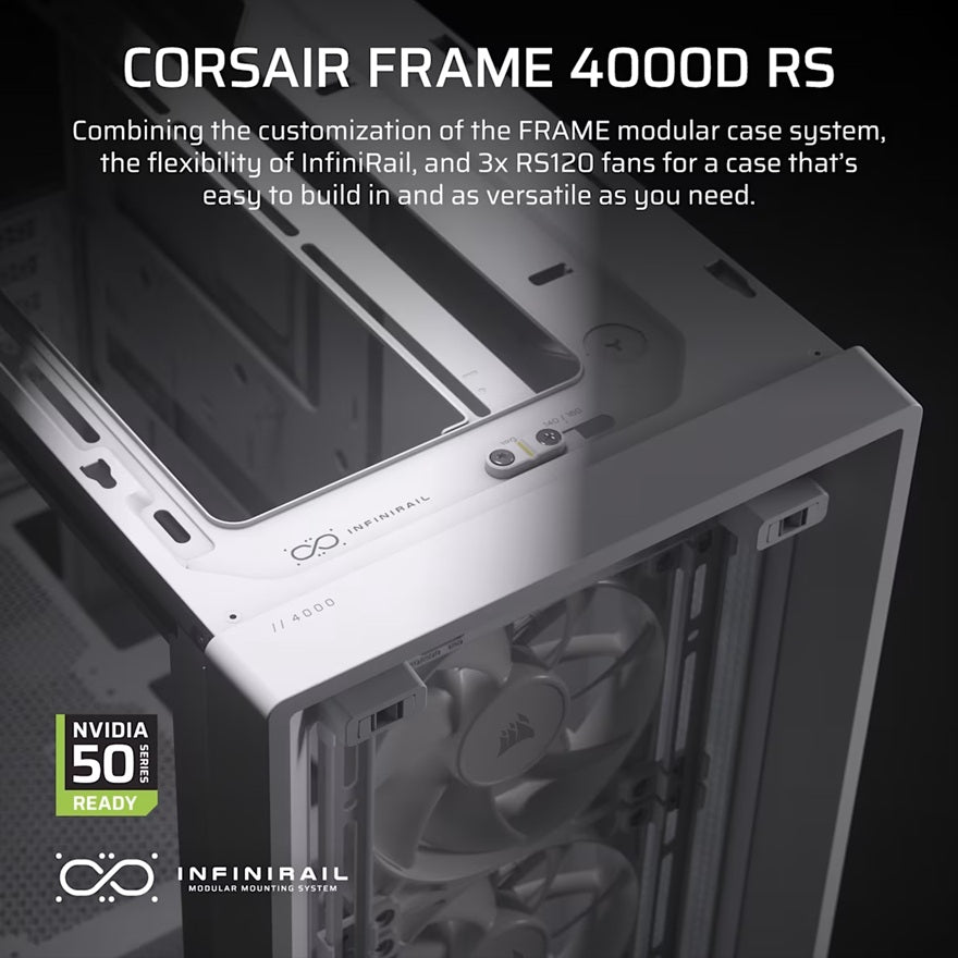 Corsair FRAME 4000D RS Modular Mid-Tower PC Case - White, ATX, 430mm GPU, 170mm CPU cooler, 360mm... - Image 3