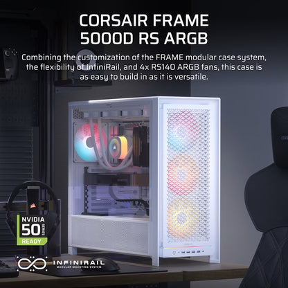 Corsair FRAME 5000D RS ARGB High-Airflow Mid-Tower PC Case - White, ATX, 450mm GPU, 175mm CPU coo... - Image 2