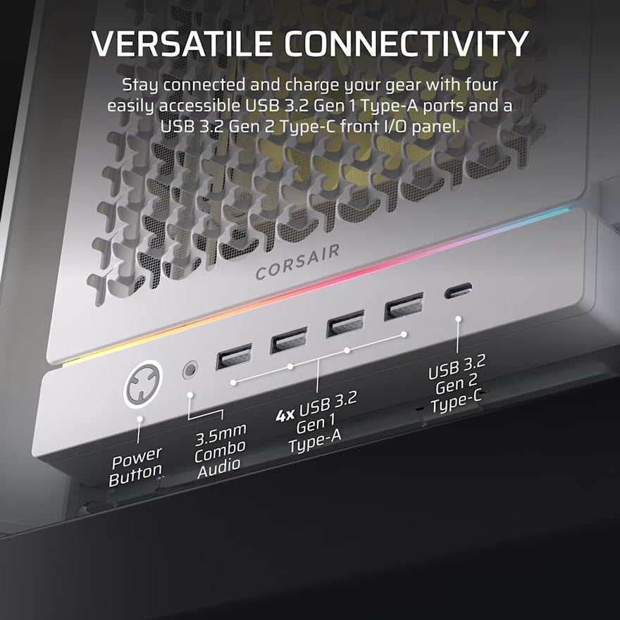 Corsair FRAME 5000D RS ARGB High-Airflow Mid-Tower PC Case - White, ATX, 450mm GPU, 175mm CPU coo... - Image 3