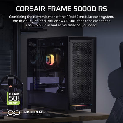 Corsair FRAME 5000D RS HIGH-AIRFLOW MID-TOWER PC CASE - BLACK, ATX, 450mm GPU, 175mm CPU cooler,... - Image 2