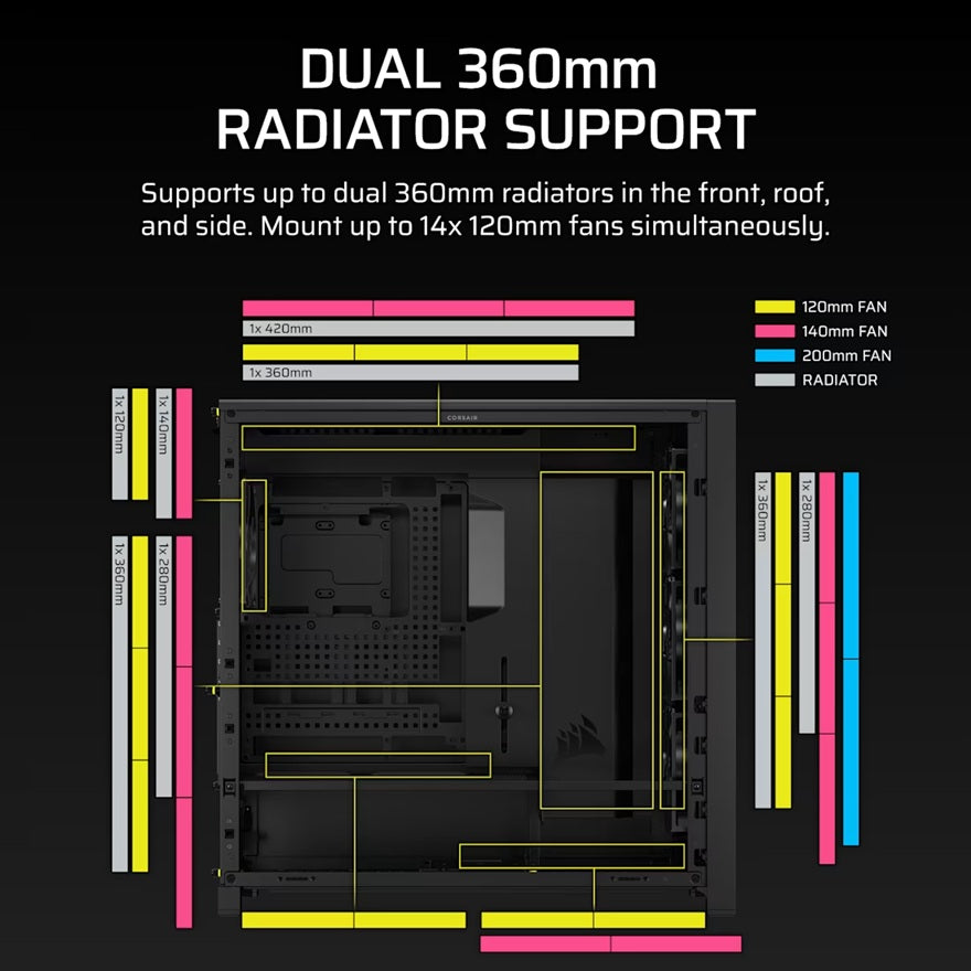 Corsair FRAME 5000D RS HIGH-AIRFLOW MID-TOWER PC CASE - BLACK, ATX, 450mm GPU, 175mm CPU cooler,... - Image 4