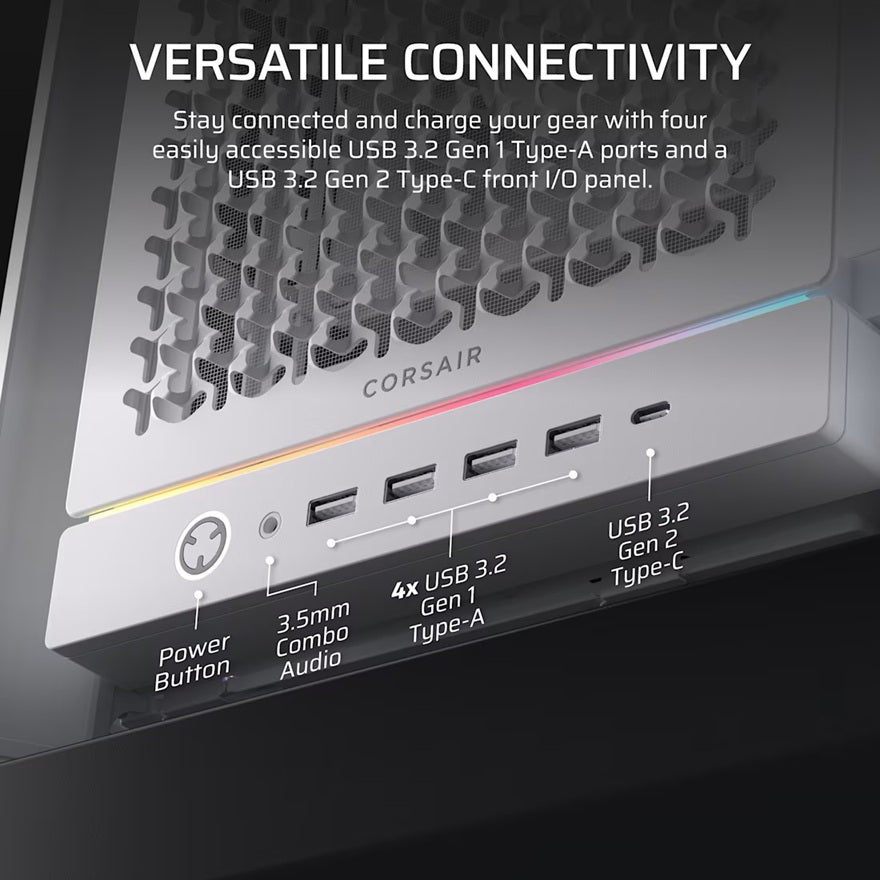 Corsair FRAME 5000D RS HIGH-AIRFLOW MID-TOWER PC CASE - WHITE, ATX, 450mm GPU, 175mm CPU cooler,... - Image 3