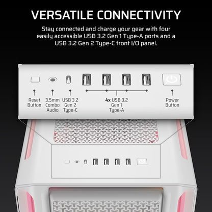Corsair iCUE LINK 5000T LX RGB Mid-Tower High-Performance PC Case - White, ATX, 450mm GPU, 170mm... - Image 4