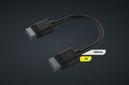 Corsair  iCUE LINK Cable - 2x 100mm, Dual Cable pack Black Stright connectors - Cases  Accessories