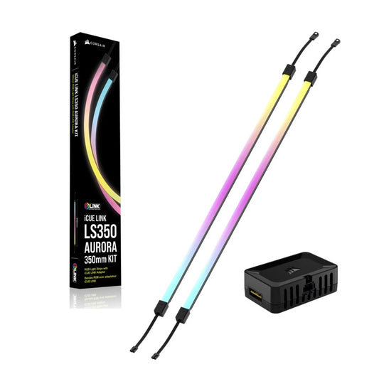 Corsair iCUE LINK LS350 Aurora RGB Light Strips - 350mm Kit – 350×10×10mm, magnetic mount, black,...