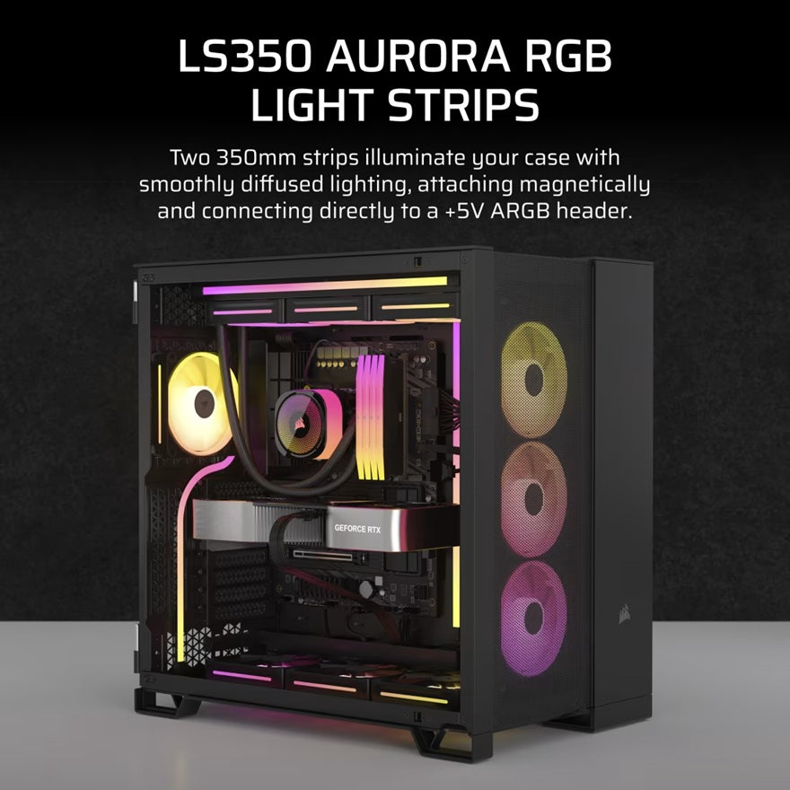 Corsair LS350 Aurora RGB Light Strips - 350mm – 350×10×10mm, black, magnetic mount, addressable L... - Image 4
