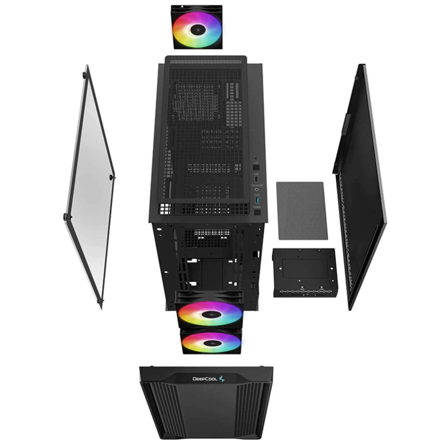 DeepCool CC360 ARGB Micro-ATX Case 3x120mm Pre-Installed ARGB Fans ,Tempered Glass Panel, Front U... - Image 3