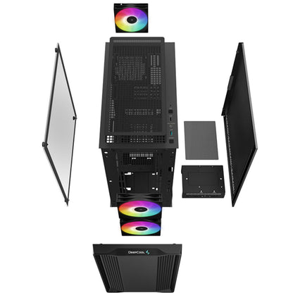 DeepCool CC360 ARGB Micro-ATX Case 3x120mm Pre-Installed ARGB Fans ,Tempered Glass Panel, Front U... - Image 3