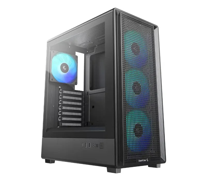DeepCool CC550 4F High Airflow Mid Tower ATX Case, 4 Pre-Installed Fans, USB3.0 x1,USB2.0 x1,Type...